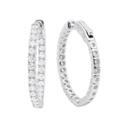 Large Diamond Hoop Earrings Inside Out 2.00ct 14K Yellow Gold -Outlet Radiant Bijou Store large diamond hoop earrings inside out 200ct 14k p 45905 wh