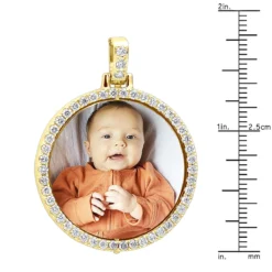 Large Personalized Diamond Circle Photo Pendant 14K Yellow Gold Round Picture Medallion -Outlet Radiant Bijou Store large personalized diamond circle photo pendant 14k gold round picture medallion 000941 ruler yellow