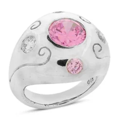 Large Ruby & Diamond Cocktail Ring 14K White Gold 0.60ctd 2.70ctr For Ladies