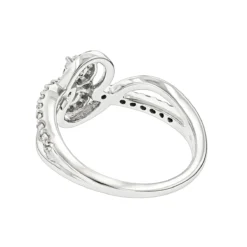 Love And Friendship 14K White Gold 2 Cluster Diamond Ladies Ring 0.35ct -Outlet Radiant Bijou Store love and friendship rings 14k gold 2 cluster diamond ladies ring 035ct backwh