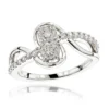 Love And Friendship 14K White Gold 2 Cluster Diamond Ladies Ring 0.35ct -Outlet Radiant Bijou Store love and friendship rings 14k gold 2 cluster diamond ladies ring 035ct mainwh