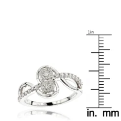 Love And Friendship 14K White Gold 2 Cluster Diamond Ladies Ring 0.35ct -Outlet Radiant Bijou Store love and friendship rings 14k gold 2 cluster diamond ladies ring 035ct rulerwh