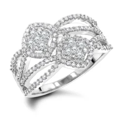 Luxurman Love & Friendship Diamond Right Hand Ring For Women 14K White Gold