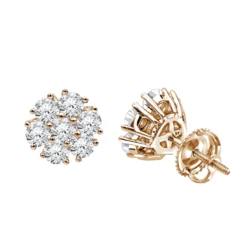 Luxurman 1 1/2ct Diamond Flower Cluster Earrings Studs 14K White Gold -Outlet Radiant Bijou Store luxurman 1 12ct diamond flower cluster earrings studs in 14k gold ro