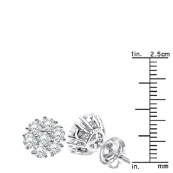 Luxurman 1 1/2ct Diamond Flower Cluster Earrings Studs 14K White Gold -Outlet Radiant Bijou Store luxurman 1 12ct diamond flower cluster earrings studs in 14k gold rulerwh