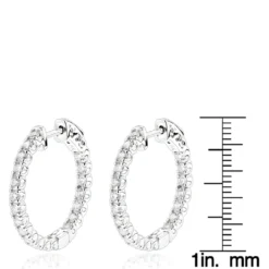 Luxurman 14K White Gold Two Carat Inside Out Diamond Hoop Earrings For Women -Outlet Radiant Bijou Store luxurman 14k gold two carat inside out diamond hoop earrings for women rulerwh