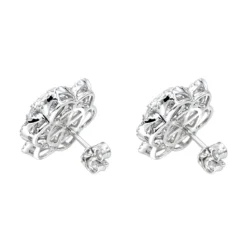 LUXURMAN 14K White Gold Unique Flower Ladies Diamond Cluster Stud Earrings 2.2ct -Outlet Radiant Bijou Store luxurman 14k gold unique flower ladies diamond cluster stud earrings 22ct backwh