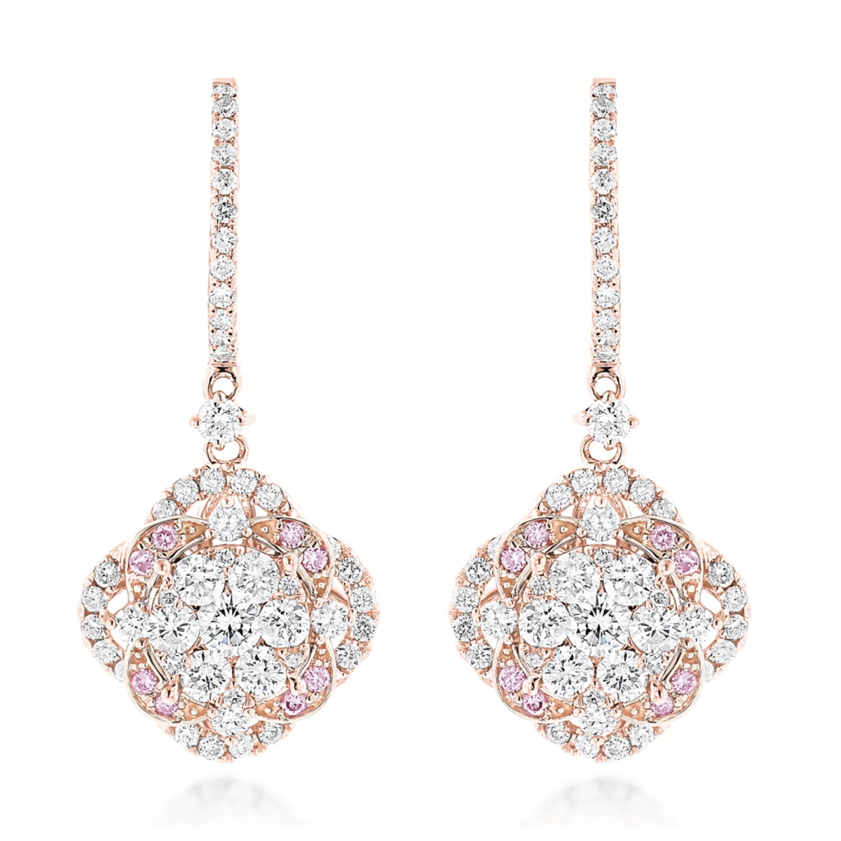 Luxurman Designer Flower Cluster Diamond Earrings For Women 2.4ct 14K White Gold 5 Luxurman Designer Flower Cluster Diamond Earrings For Women 2.4ct 14K White Gold - Image 3