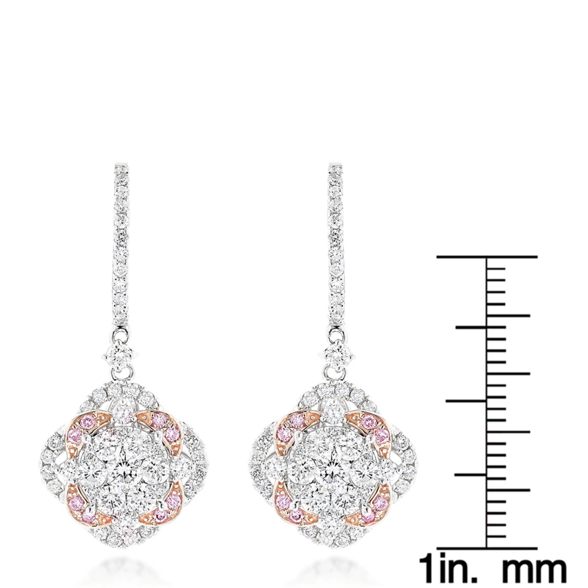 Luxurman Designer Flower Cluster Diamond Earrings For Women 2.4ct 14K White Gold 8 Luxurman Designer Flower Cluster Diamond Earrings For Women 2.4ct 14K White Gold - Image 6