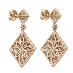 Luxurman Designer Square Diamond Drop Earrings For Women 4 Carat 14K Rose Gold -Outlet Radiant Bijou Store luxurman designer square diamond drop earrings for women 4 carat 14k gold backro