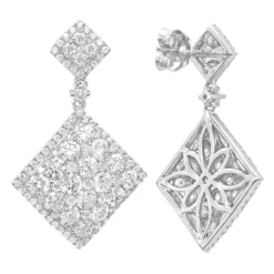 Luxurman Designer Square Diamond Drop Earrings For Women 4 Carat 14K Rose Gold -Outlet Radiant Bijou Store luxurman designer square diamond drop earrings for women 4 carat 14k gold wh