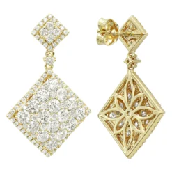 Luxurman Designer Square Diamond Drop Earrings For Women 4 Carat 14K Rose Gold -Outlet Radiant Bijou Store luxurman designer square diamond drop earrings for women 4 carat 14k gold ye