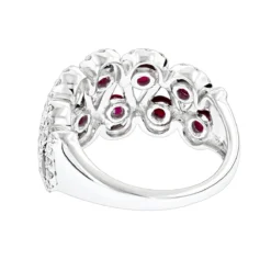 Luxurman Diamonds And Ruby Ladies Cocktail Ring 14K White Gold 1ct -Outlet Radiant Bijou Store luxurman diamonds and ruby ladies cocktail ring in 14k gold 1ct backwh