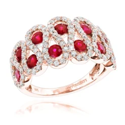 Luxurman Diamonds And Ruby Ladies Cocktail Ring 14K White Gold 1ct -Outlet Radiant Bijou Store luxurman diamonds and ruby ladies cocktail ring in 14k gold 1ct ro