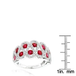 Luxurman Diamonds And Ruby Ladies Cocktail Ring 14K White Gold 1ct -Outlet Radiant Bijou Store luxurman diamonds and ruby ladies cocktail ring in 14k gold 1ct rulerwh