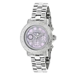 Luxurman Ladies Diamond Watch 0.3ct Pink MOP Oversized Women's Watch
