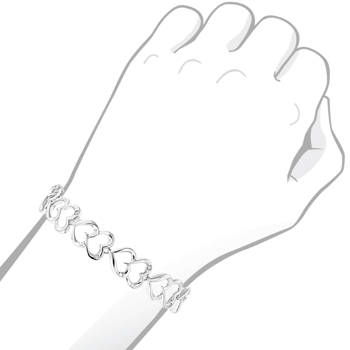 Luxurman Love Quotes: Sterling Silver Diamond Heart Bracelet For Women 5 Luxurman Love Quotes: Sterling Silver Diamond Heart Bracelet For Women - Image 3