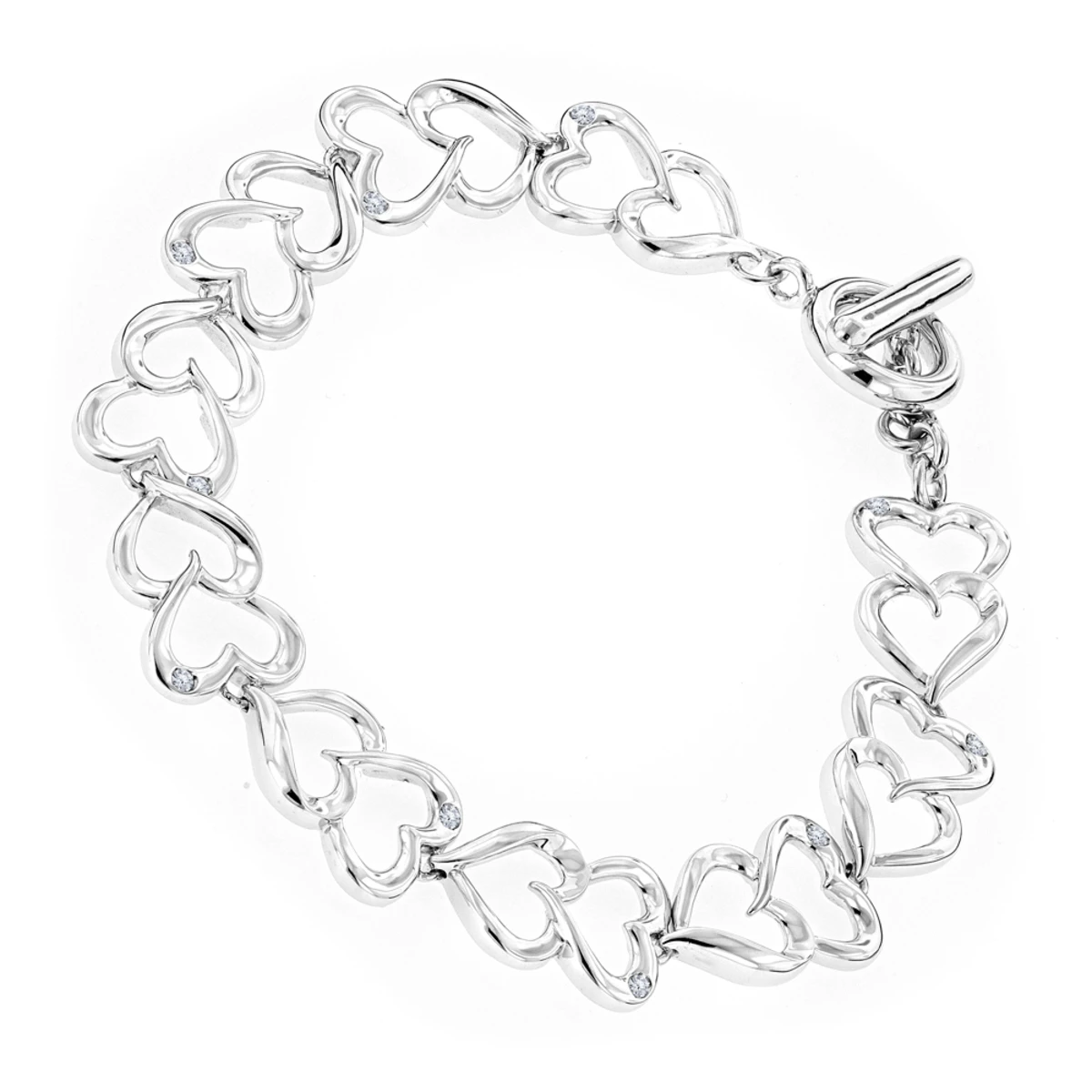 Luxurman Love Quotes: Sterling Silver Diamond Heart Bracelet For Women 3 Luxurman Love Quotes: Sterling Silver Diamond Heart Bracelet For Women