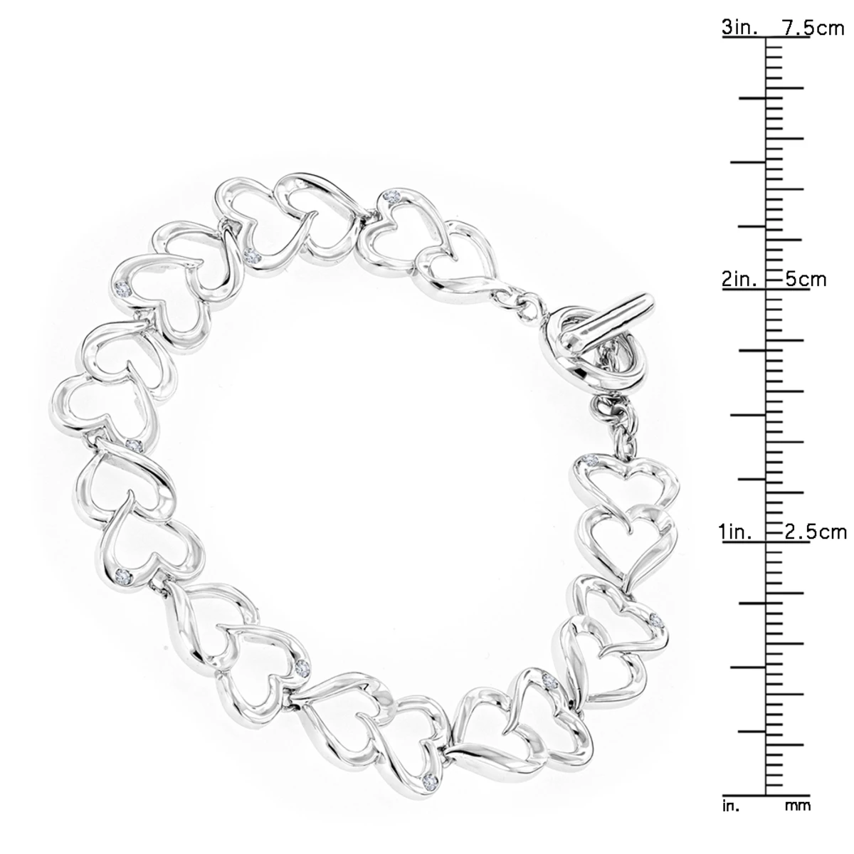 Luxurman Love Quotes: Sterling Silver Diamond Heart Bracelet For Women 6 Luxurman Love Quotes: Sterling Silver Diamond Heart Bracelet For Women - Image 4