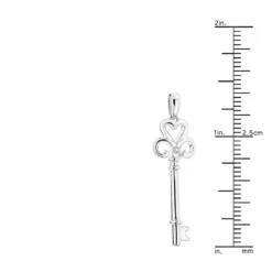 Luxurman Love Quotes: Sterling Silver Heart Shape Diamond Key Necklace -Outlet Radiant Bijou Store luxurman love quotes sterling silver heart shape diamond key necklace ruler
