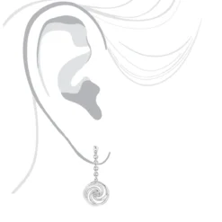 Luxurman Love Quotes Sterling Silver Swirl Diamond Drop Earrings Women's -Outlet Radiant Bijou Store luxurman love quotes sterling silver swirl diamond drop earrings womens bod