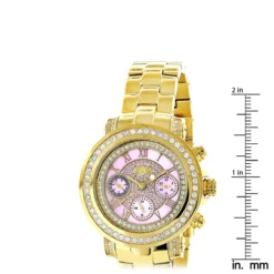 Luxurman Montana Ladies Diamond Watch 2ct Yellow Gold Plated Pink MOP -Outlet Radiant Bijou Store luxurman montana ladies diamond watch 2ct yellow gold plated pink mop ruler