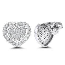 Luxurman Platinum Diamond Heart Earrings Studs 0.5ctw