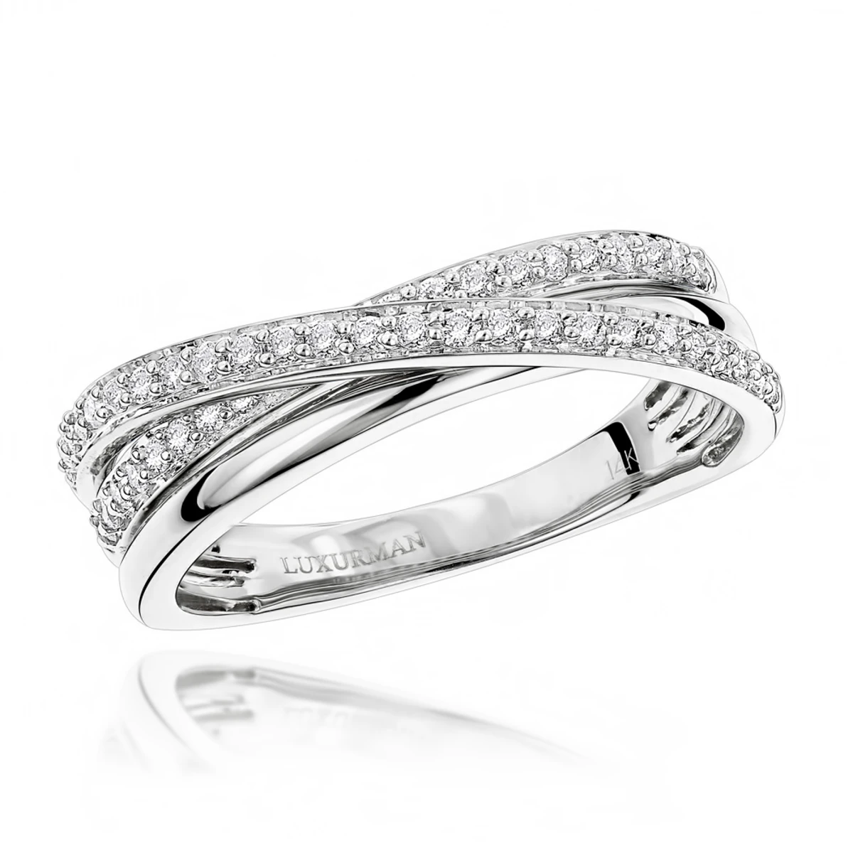 Luxurman 14K Yellow Gold Diamond Criss Cross Right Hand Ring 0.4ct 4 Luxurman 14K Yellow Gold Diamond Criss Cross Right Hand Ring 0.4ct - Image 2