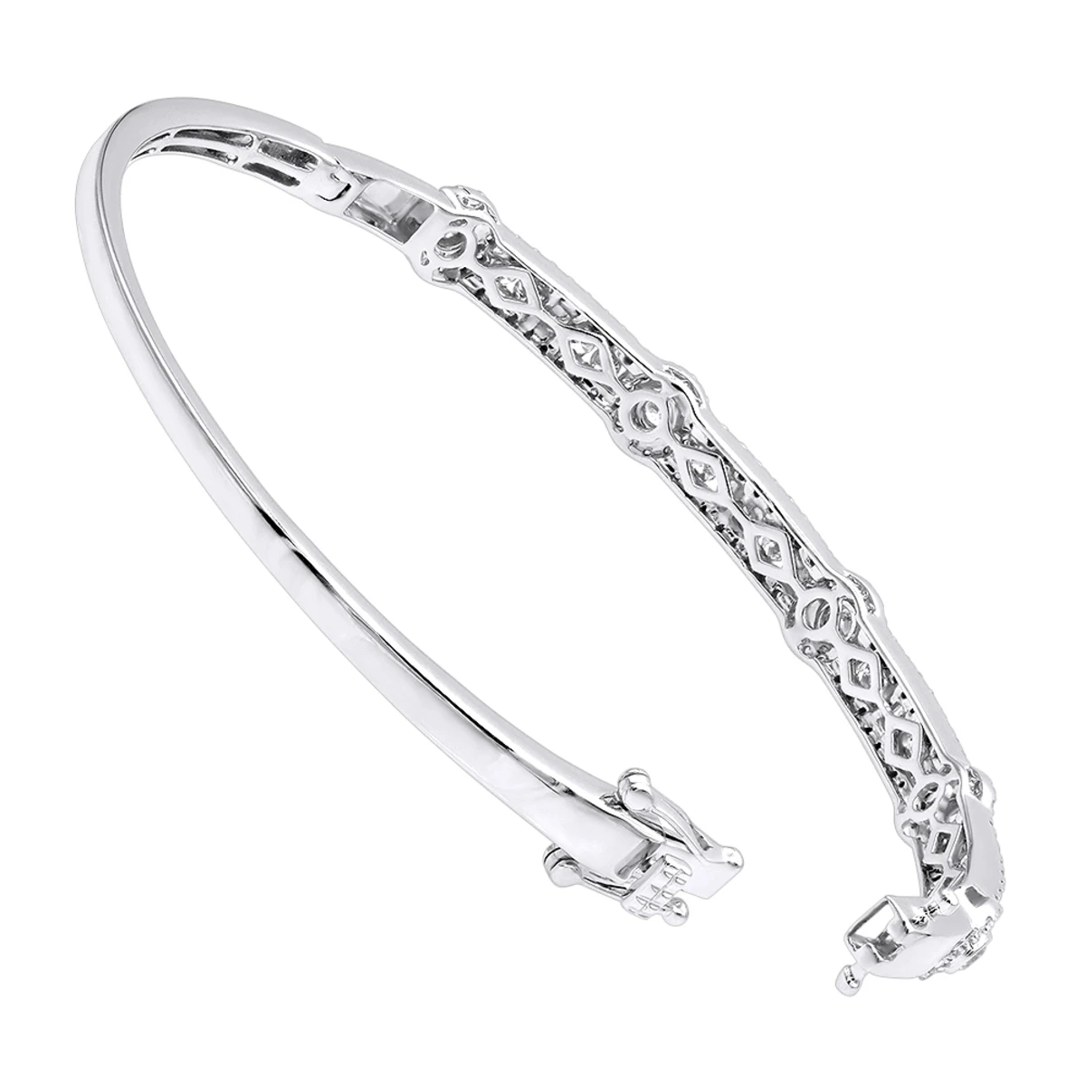 Luxurman Unique Stackable Diamond Bangle Bracelet For Women 14K White Gold 2ct 6 Luxurman Unique Stackable Diamond Bangle Bracelet For Women 14K White Gold 2ct - Image 4