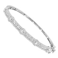 Luxurman Unique Stackable Diamond Bangle Bracelet For Women 14K White Gold 2ct