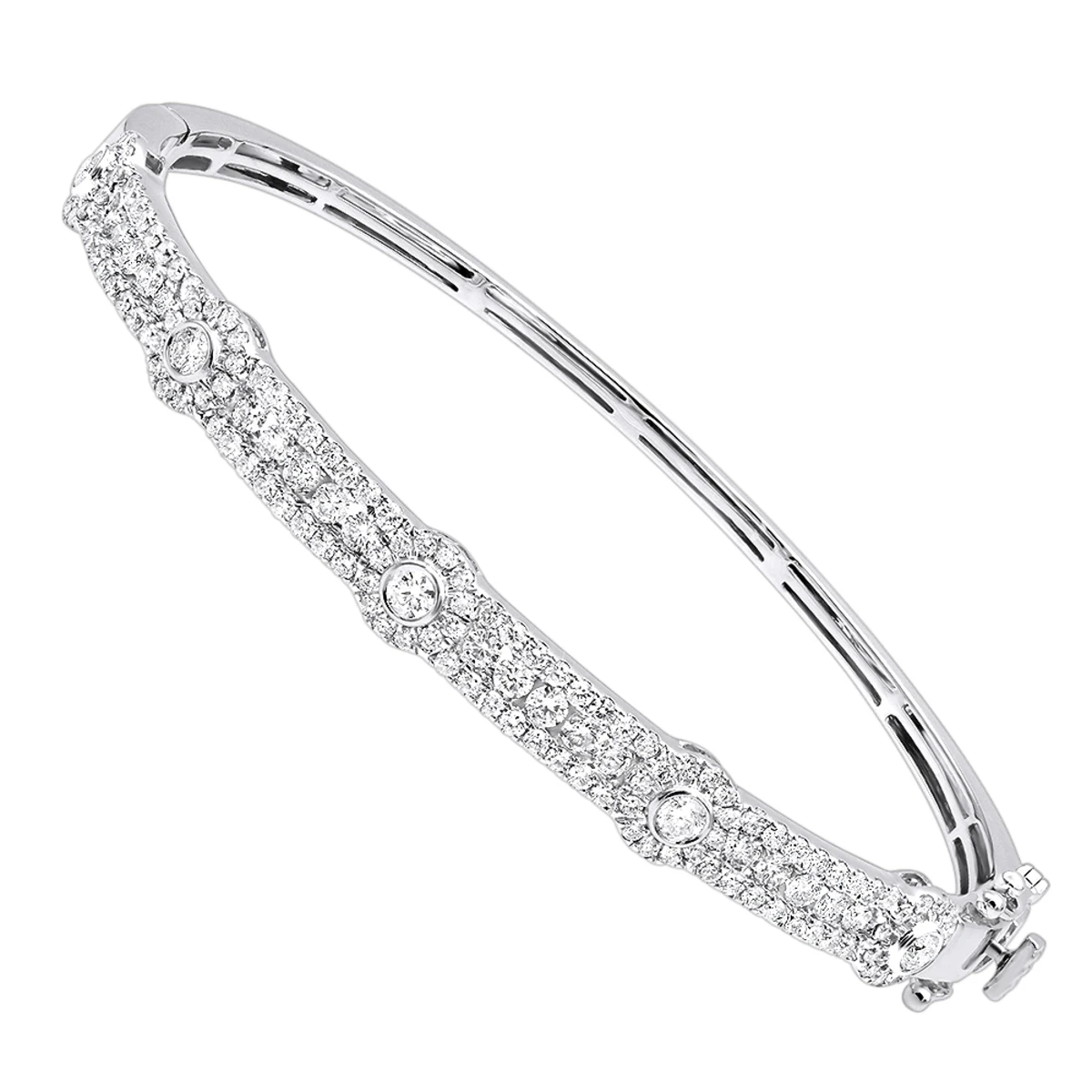 Luxurman Unique Stackable Diamond Bangle Bracelet For Women 14K White Gold 2ct 3 Luxurman Unique Stackable Diamond Bangle Bracelet For Women 14K White Gold 2ct