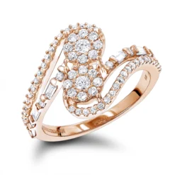 LUXURMAN Unique Women's 14K White Gold 2 Cluster Diamond Ring 0.8ct -Outlet Radiant Bijou Store luxurman unique womens diamond rings 14k gold 2 cluster diamond ring 08ct ro