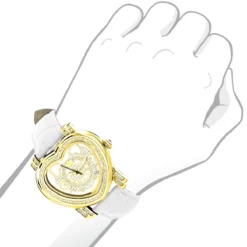 Luxurman Ladies Diamond Heart Watch 0.30ct Yellow Gold Plated -Outlet Radiant Bijou Store luxurman watches ladies diamond heart watch 030ct yellow gold plated p 46683bod