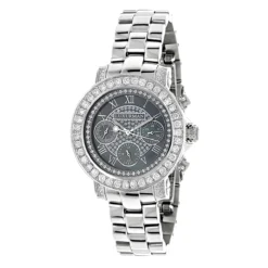 Luxurman Ladies Diamond Watch 3ct Black