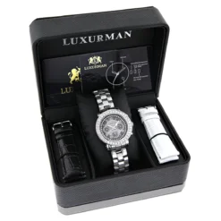 Luxurman Ladies Diamond Watch 3ct Black -Outlet Radiant Bijou Store luxurman watches ladies diamond watch 3ct black p 43231box