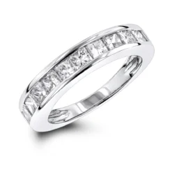 Luxurman 1 Row Princess Cut Diamond Wedding Band 1.6ct G/VS 14K White Gold