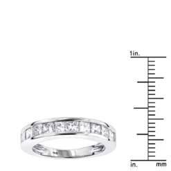 Luxurman 1 Row Princess Cut Diamond Wedding Band 1.6ct G/VS 14K White Gold -Outlet Radiant Bijou Store luxurman wedding rings 1 row princess cut diamond band 16ct gvs 14k gold rulerwh