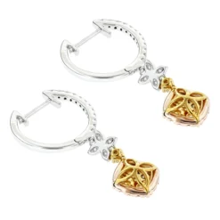 Luxurman White Yellow Pink Diamond Drop Earrings For Women 1.4ct 14K Gold -Outlet Radiant Bijou Store luxurman white yellow pink diamond drop earrings for women 14ct 14k gold backwh