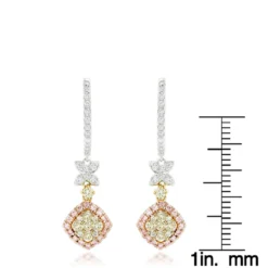 Luxurman White Yellow Pink Diamond Drop Earrings For Women 1.4ct 14K Gold -Outlet Radiant Bijou Store luxurman white yellow pink diamond drop earrings for women 14ct 14k gold rulerwh