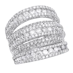 Luxurman Women's Oversized Fashion Cocktail Ring With Diamonds 3.75 14K White Gold