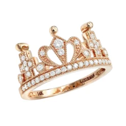 Luxurman Women's 14K Yellow Gold Queen Crown Ring With Diamonds 0.35ct -Outlet Radiant Bijou Store luxurman womens rings 14k gold queen crown ring with diamonds 0 35ct ro