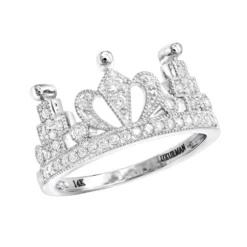 Luxurman Women's 14K Yellow Gold Queen Crown Ring With Diamonds 0.35ct -Outlet Radiant Bijou Store luxurman womens rings 14k gold queen crown ring with diamonds 0 35ct wh