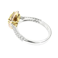 Natural White Pink Yellow Diamond Engagement Ring Pear Shape 0.9ct 14K White Gold -Outlet Radiant Bijou Store natural white pink yellow diamond engagement ring pear shape 09ct 14k gold backwh