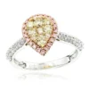 Natural White Pink Yellow Diamond Engagement Ring Pear Shape 0.9ct 14K White Gold -Outlet Radiant Bijou Store natural white pink yellow diamond engagement ring pear shape 09ct 14k gold mainwh