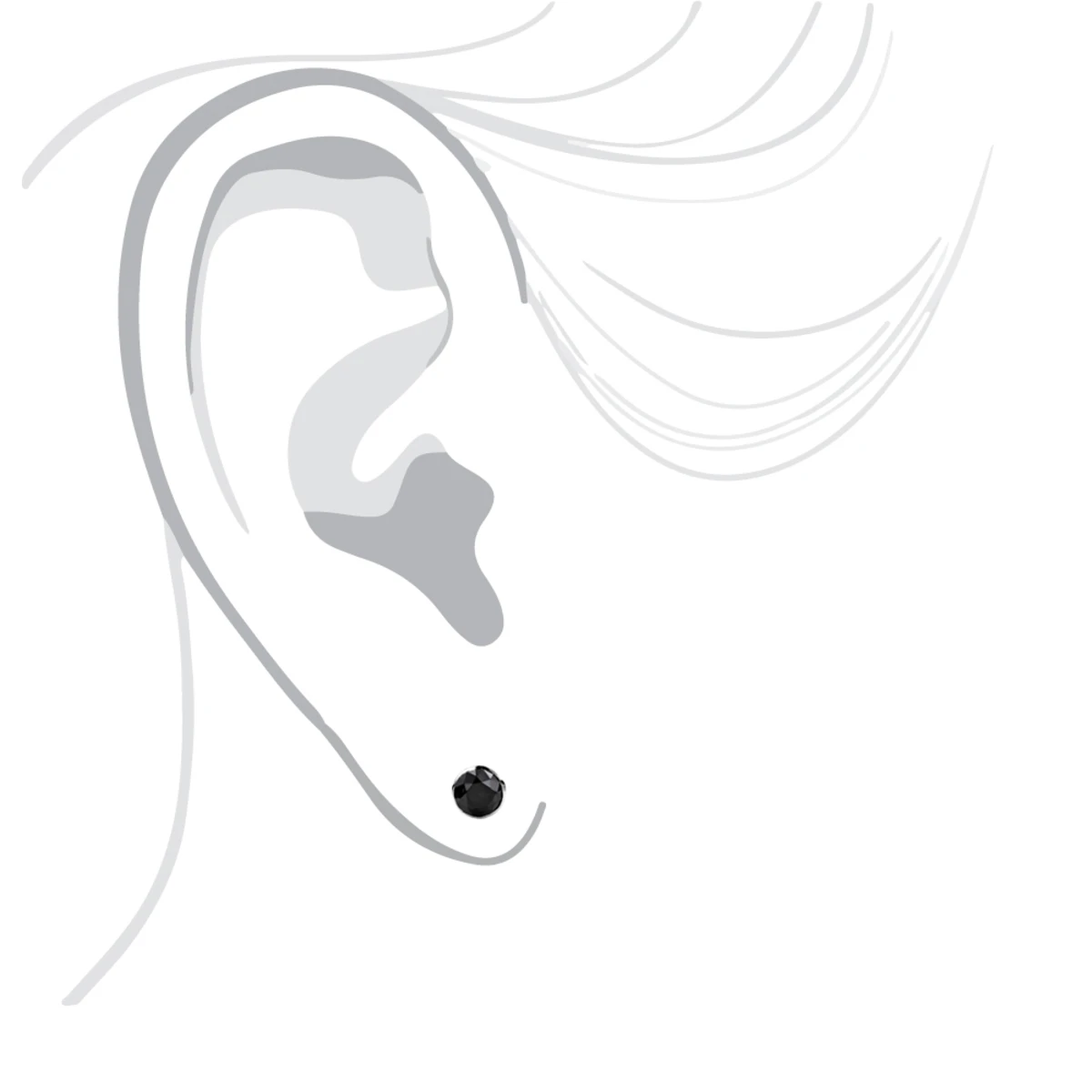 One Carat 14K White Gold Solitaire Black Round Diamond Bezel Stud Earrings 7 One Carat 14K White Gold Solitaire Black Round Diamond Bezel Stud Earrings - Image 5