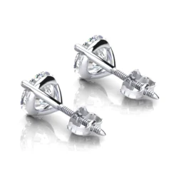 One Carat 14K White Gold Solitaire Round Diamond Martini Stud Earrings -Outlet Radiant Bijou Store one carat 14k gold solitaire round diamond martini stud earrings backwh