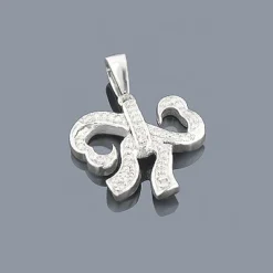 Small Heart Bow Diamond Pendant 0.17ct Sterling Silver