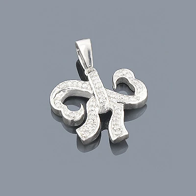 Small Heart Bow Diamond Pendant 0.17ct Sterling Silver 3 Small Heart Bow Diamond Pendant 0.17ct Sterling Silver