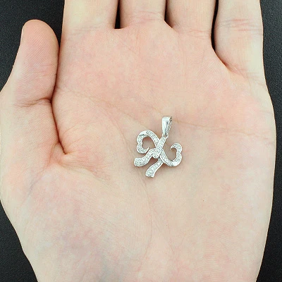 Small Heart Bow Diamond Pendant 0.17ct Sterling Silver 6 Small Heart Bow Diamond Pendant 0.17ct Sterling Silver - Image 4