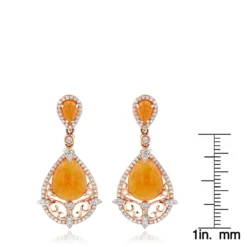 Orange Aventurine Gemstone Diamond Earrings 7.56ct 14K Rose Gold -Outlet Radiant Bijou Store orange aventurine gemstone diamond earrings 756ct 14k gold rulerro